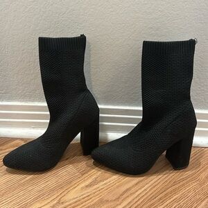 Black Knitted Sock Boot Heels size 5